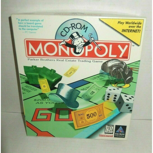 Vintage 1996 Monopoly CD ROM Big Box PC Collector Video Game Windows - Picture 1 of 7